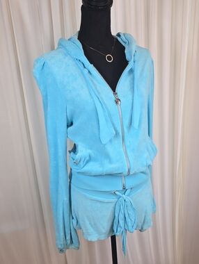 Twisted Heart Y2K Blue Hoodie & Short Set